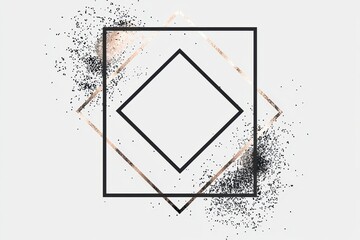 Abstract geometric design with black diamond and gold splashes