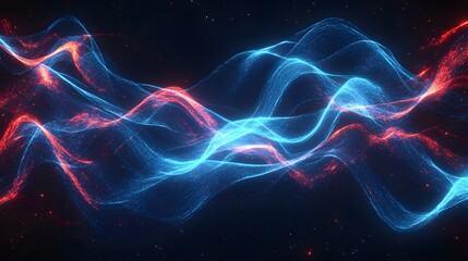 Obraz premium Abstract Blue And Red Wave Energy Flow
