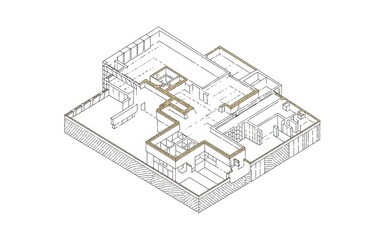 Isometric Drawing of a Modern Building Floor Plan