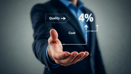 Businessman Illustrates Quality vs. Cost Trade-off