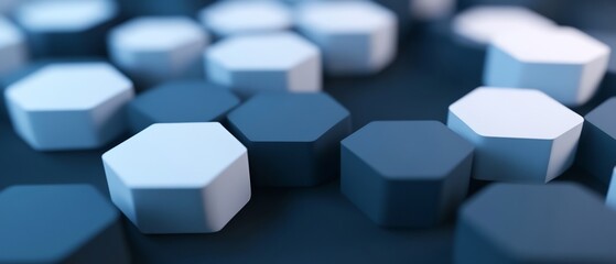 Obraz premium Abstract Hexagon Pattern Cool Blue Tones. AI Generated