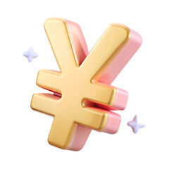 Obraz premium Japanese Yen currency symbol isolated Transparent background. Cartoon plastic style icon