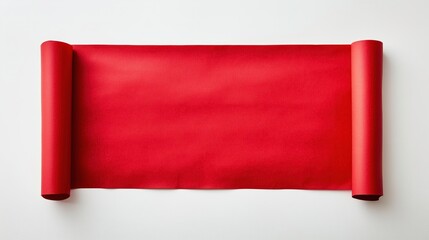 Red Fabric Roll: A vibrant roll of rich red fabric, unfurled and ready for design inspiration or craft projects. The bold color adds a touch of elegance and sophistication. 