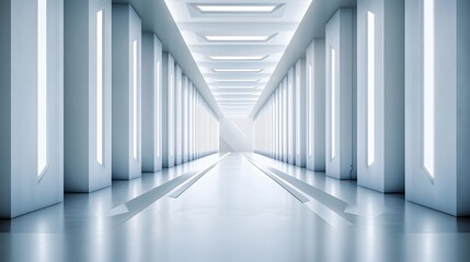 Obraz premium Modern White Corridor With Bright Illumination
