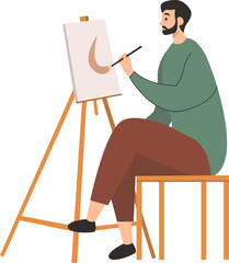 Fototapeta premium People Painting Illustration with Cartoon Design. Vector Character.
