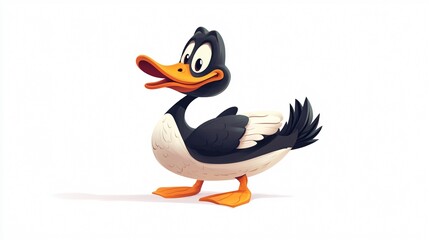 Fototapeta premium Colorful Duck Cartoon Illustration for Kids on White Background