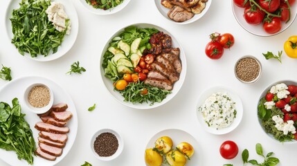 A well-organized intermittent fasting meal plan, with a variety of healthy foods and a fasting schedule, displayed on a clean white background