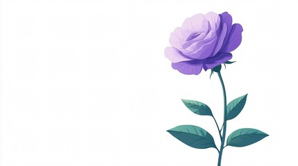 Obraz premium Beautiful Purple Rose Flower Plant Art in Minimalistic Style
