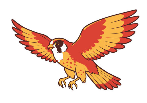 red and yellow bird flying clip art preview