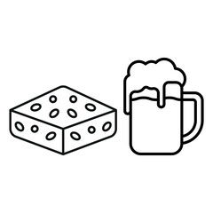 Beer drink and brownies food icons with a harmonious and inviting design