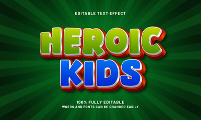 heroic kids editable text effect with a hero and kids theme