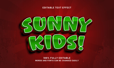 sunny kids editable text effect with a kids and joyful theme