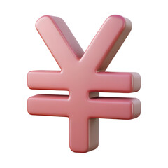 Fototapeta premium Japanese Yen currency symbol isolated Transparent background. Cartoon plastic style icon