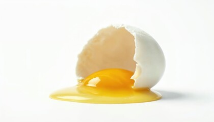Broken Egg: Golden Yolk and White Shell Minimalist Still Life