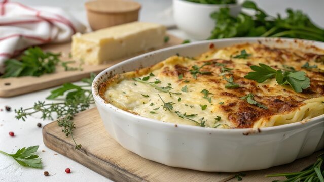 Close-up of achma with melted cheese and herbs on top, , mediterranean, herbs, georgia