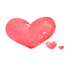 3 red heart shape watercolor illustration for decoration sign of emotional , wedding event and Valentine day festival.