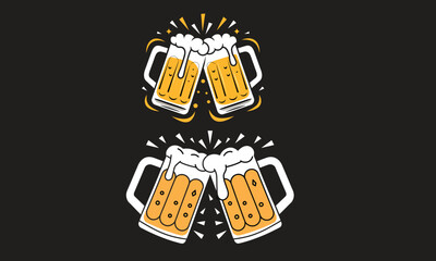 Vector image of two mugs of beer