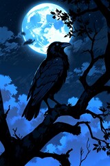 Fototapeta premium raven on the tree