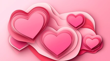 Layered Pink Hearts Abstract Paper Art Design