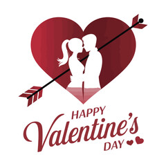 Romantic Couple in Heart Shape, Celebrating Happy Valentine's Day