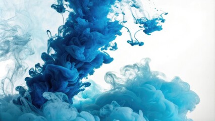 Obraz premium Background with abstract ink splashes in various shades of blue, ink splatter art, ink wash, vibrant hues