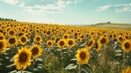 Obraz premium Golden Sunflowers Field Landscape