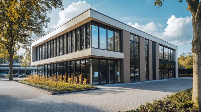 We have moved banner. Announcement message about change office address, business relocation. Vector landing page of relocation business with isometric map with path and pointer