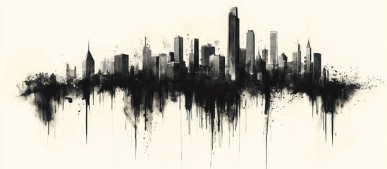 Abstract Ink Cityscape: Dallas Skyline in Monochrome