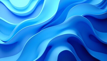 Obraz premium Abstract Waves in Blue Tones Composing a Flowing Curved Design