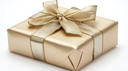 Satin ribbon wrapped elegantly around a gift box on a white background
