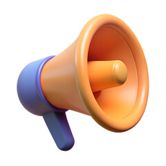Megaphone 3d rendering isolated on white background. Cartoon plastic style icon