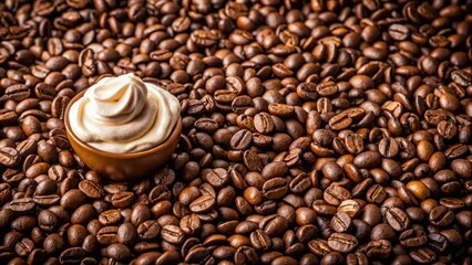 Close-up of coffee beans with crema on the surface, pattern, rich, roasted