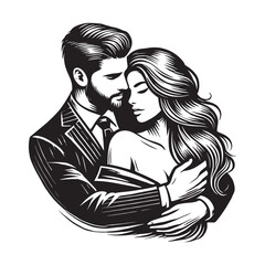 Romantic Couple Silhouette  vector art illustration 1