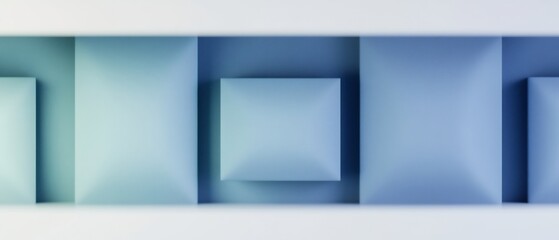 Abstract Blue Cubes Soft Light Design. AI Generated