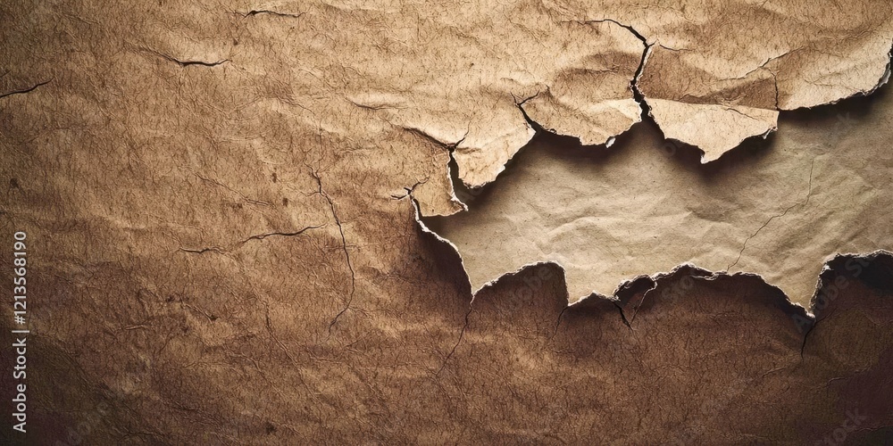 Poster torn piece of paper with a crack in it
