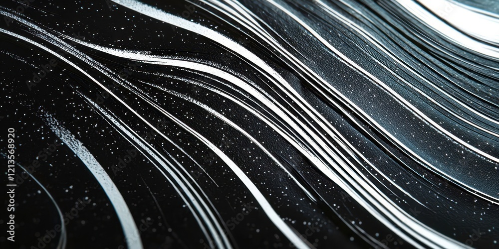 Poster black and white image of a wave with white lines