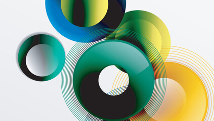 Abstract composition of overlapping circles with smooth gradients and transparency effects. Clean and modern design emphasizing depth, symmetry, and a minimal aesthetic