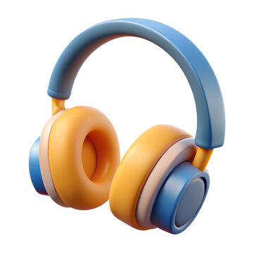 3d headphones isolated on white background. Cartoon plastic style icon