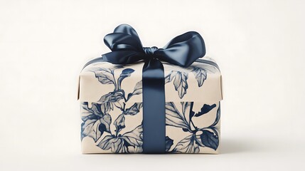 Wrapped gift box with satin ribbon isolated on pure white ideal for festive marketing