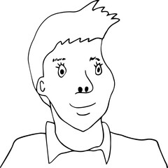 strange funny smiling young man with big nostrils and bangs sticking up