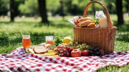 Summer Picnic Basket Outdoors