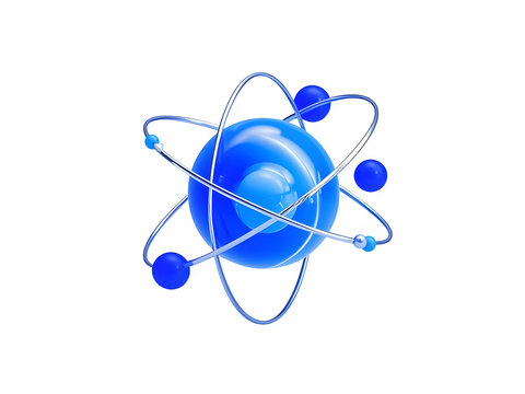 3D icon with blank white background, science atom Minimalist cartoon design,3d,icon