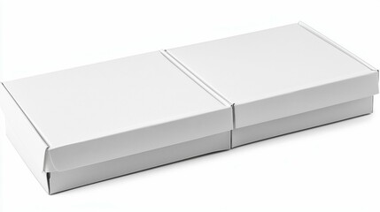 A modern and sleek white box mockup, perfect for showcasing versatile product packaging. Isolated on a white background, it provides a clean, high-quality display.