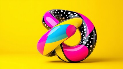 Colorful Abstract Foam Shape in Bright Yellow Background