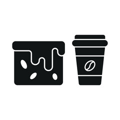 Coffee paper cup drink and brownies food icons with a modern and inviting design