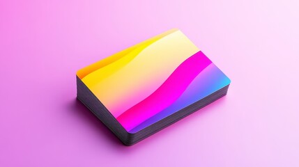 Colorful Abstract Design with Waves on a Stack of Blank Cards