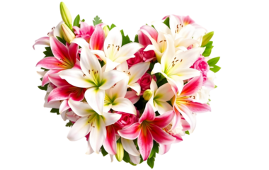 Elegant Lily heart shaped on transparent background