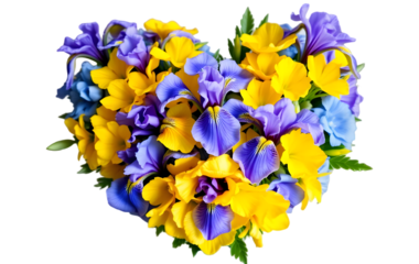 Graceful Irises are heart shaped on a transparent background