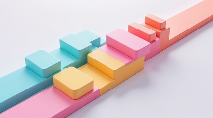 Obraz premium Colorful 3D Steps Representing Growth and Progression in a Minimalistic Design Environment