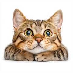 Close-up Portrait of a Curious Tabby Cat with Expressive Eyes